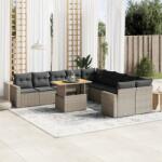 vidaXL 11 részes szürke polyrattan kerti ülőgarnitúra párnákkal (3271508)