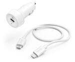 Hama Autós töltő (PD) 20W + Lightning - Type-C adatkábel, fehér