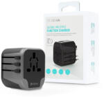 DEVIA többfunkciós globális hálózati töltő utazó adapter (UK/EU/USA/USA/Japán/AU) - Devia Global Multiple Function Charger - fekete