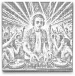  PontPöttyöző - Dj a koncerten Méret: 50x50cm, Keretezés: Kerek keret, Szín: Piros