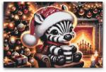  Festés számok szerint - Karácsonyi zebra és egy csésze kávé Méret: 40x60cm, Keretezés: Keret nélkül (csak a vászon)