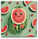  Festés számok szerint - Aranyos dinnye, arcformával Méret: 50x50cm, Keretezés: Kerek keret