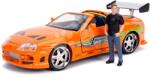 JADA Mașinuță Toyota Supra 1995 Fast & Furious Jada din metal cu părți care se deschid și figurina Brian O´Connor 21 cm lungime 1: 24 (JA3205001)