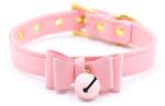 LateToBed BDSM Line Golden Kitty Cat Collar with Bell Pink