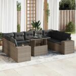 vidaXL 10 részes szürke polyrattan kerti ülőgarnitúra párnákkal (3326861)