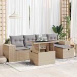 vidaXL 6 részes bézs polyrattan kerti ülőgarnitúra párnával (3327929)