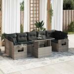vidaXL 8 részes szürke polyrattan kerti ülőgarnitúra párnákkal (3326441)