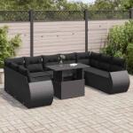 vidaXL 10 részes fekete polyrattan kerti ülőgarnitúra párnákkal (3326696)
