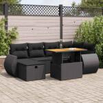 vidaXL 8 részes fekete polyrattan akácfa kerti ülőgarnitúra párnákkal (3328056)