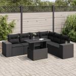 vidaXL 7 részes fekete polyrattan kerti ülőgarnitúra párnával (3326806)