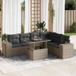 vidaXL 7 részes szürke polyrattan kerti ülőgarnitúra párnákkal (3326811)