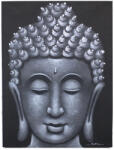 Ancient Wisdom Buddha festmény - szürke, brokát hatás - 60x80 cm (BAP-06)
