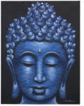 Ancient Wisdom Buddha festmény - kék, brokát hatás - 60x80 cm (BAP-07)