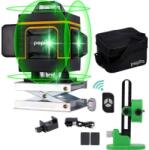 Pepita Лазерен нивелир Pepita 4D, 360-градусов лъч, водоустойчив IP54, саморегулиращ се, за монтаж на стена, 2 бр. батерии (JH-01)