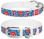 COLLAR Zgardă din piele WAUDOG Flowers - albă 2, 5 cm x 38 - 49 cm