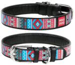 COLLAR Zgardă din piele WAUDOG Ethno-neagră 3, 5 cm x 46 - 60 cm