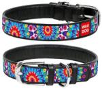  COLLAR Zgardă din piele WAUDOG Flowers - neagră 3, 5 cm x 46 - 60 cm