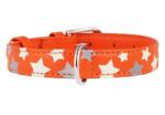 COLLAR Zgardă reflectorizantă din piele cu steluţe, portocaliu 27 - 36 cm, 15 mm