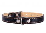 COLLAR Zgardă din piele cu strat dublu (32 - 40cm), 20mm - negru, bej