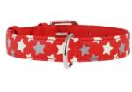 COLLAR Reflectorizantă, zgardă din piele cu steluţe, roşu 27 - 36 cm, 15 mm