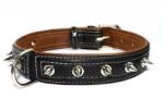 COLLAR Zgardă SOFT de piele cu ţepi- 46 - 60cm, 35mm, negru-maro