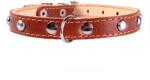 COLLAR Zgardă de piele cu decoraţiune de metal - 27 - 35cm, 14mm - maro