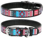 COLLAR Zgardă din piele WAUDOG model Ethno, negru 21 - 29 cm, 12 mm