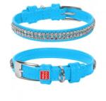 COLLAR Zgardă din piele lucioasă cu cristale 18 - 21cm, 9mm - culoare albastru deschis