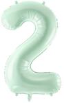 PartyDeco 2-es születésnapi szám fólia lufi - pasztell zöld 72 cm