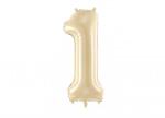 PartyDeco 1-es születésnapi szám fólia lufi - bézs 72 cm