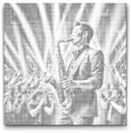  PontPöttyöző - Szaxofonos Méret: 50x50cm, Keretezés: Kerek keret, Szín: Zöld