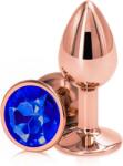 Passion Labs Anal Plug Charm Medium, Rose Gold, Dark Blue Crystal