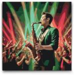  Festés számok szerint - Szaxofonos Méret: 50x50cm, Keretezés: Keret nélkül (csak a vászon)