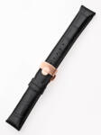 Perigaum Leather Strap 22 x 175 mm Black Rose Folding Clasp,