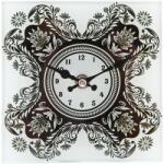 Clayre & Eef Ceas masa sticla Black White 15x15 cm (CC6KL0390)