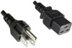 MicroConnect Type B USA hálózati C19 tápkábel, 1.8m (PE110518) (PE110518)