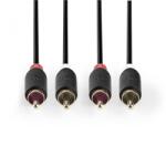 Nedis árnyékolt 2db RCA dugó - 2db RCA dugó sztereó audio kábel 1m (CABW24200AT10) (CABW24200AT10)