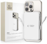Tech-Protect LifeMag PB31 MagSafe Powerbank - 10000mAh 15W USB-C + USB-A + Beépített USB-C + Lightning Kábel - Fehér (WR-172435)