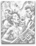  PontPöttyöző - Jazz énekesek Méret: 40x50cm, Keretezés: Kartonlemezen, Szín: Kék