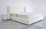  Pat Sigma 160x200 cm Tapitat Stofa Teddy Nuanta Alb Crem Somiera Inclusa (C2819)