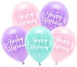 Party Deco Латексови Балони с Надпис "Happy Birthday", Пастелни Цветове (ECO26P-201-081-5)