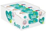 Pampers Sensitive, șervețele umede, 6 x 80 buc