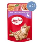 CLUB 4 PAWS Pachet Plicuri pentru Pisici My Love cu Iepure in Sos, 24 x 100 g