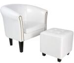 Miadomodo Fotoliu Chesterfield cu taburet - alb (CSSEL002A0ws0000)