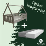  Dorka szürke 80x160 házikó gyerekágy + ajándék Leon matrac