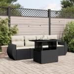 vidaXL 5 részes fekete polyrattan kerti kanapészett párnákkal (3268356)
