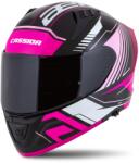 Cassida Aero Drome zárt motoros sisak fekete-rózsaszín-fehér