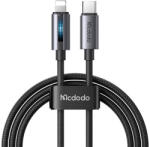 Mcdodo CA-5710 USB-C Lightning kábel 36W villogó fénnyel 1.2m (fekete) (CA-5710)