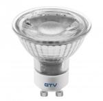 GTV LD-SZ5010-40 LED izzó 5W, GU10, SMD 2835, semleges fehér, AC220-240V, üveg, sugárzási szög 38°, 400lm, 43mA (LD-SZ5010-40)