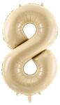 PartyDeco 8-as születésnapi szám fólia lufi - bézs 72 cm